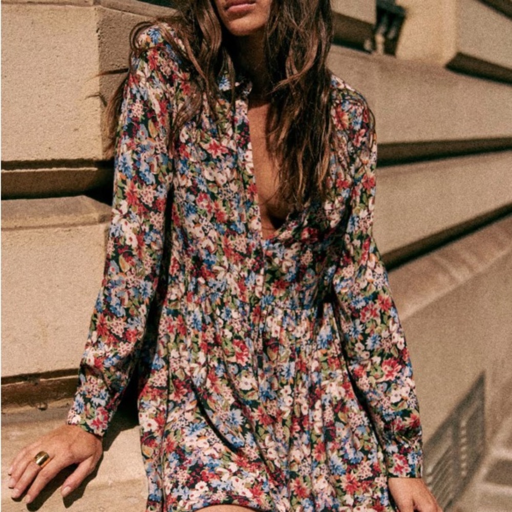 Sezane Leana Dress In Fall is Blooming Print